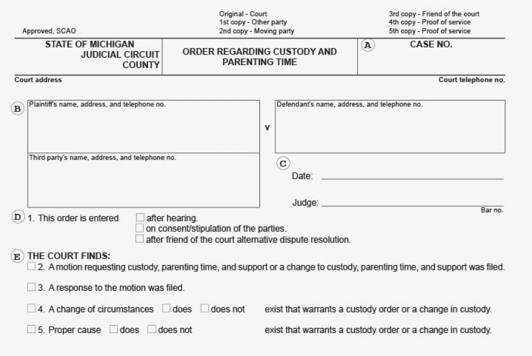 Custody or guardianship court order
