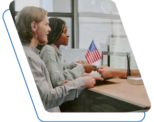 Man and woman getting an official document